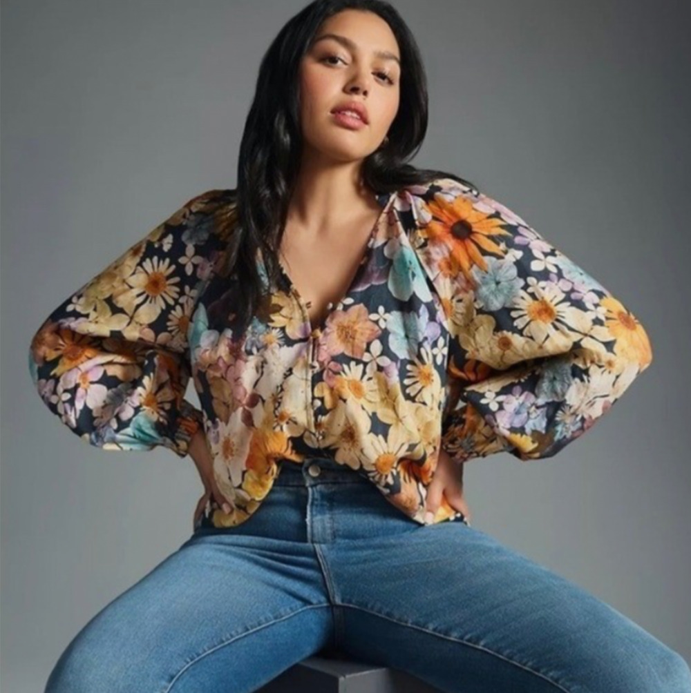 NEW Moxy Anthropologie Maeve Blouse Women S Floral Linen Peasant Ruffle $110 A16 - Picture 1 of 6